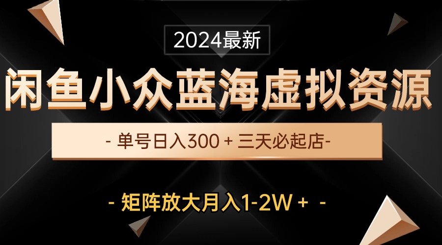 最新闲鱼小众蓝海虚拟资源，单号日入300＋，三天必起店，矩阵放大月入12W-臭虾米项目网