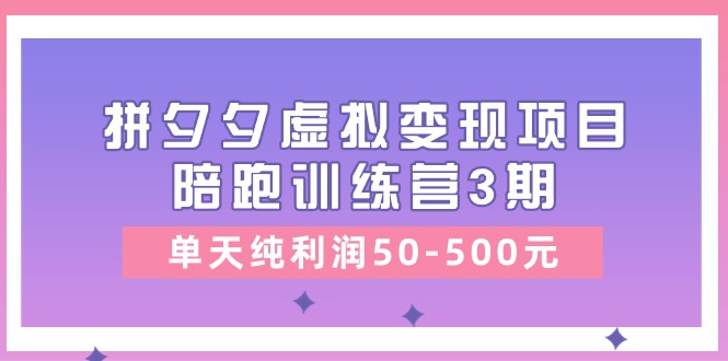 黄岛主《拼夕夕虚拟变现项目陪跑训练营3期》单天纯利润50500元-臭虾米项目网
