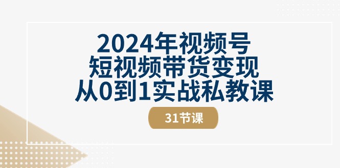 2024年视频号短视频带货变现从0到1实战私教课（30节视频课）-臭虾米项目网