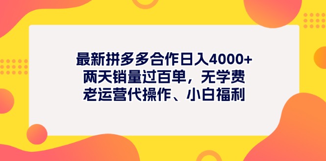 最新拼多多项目日入4000 两天销量过百单，无学费、老运营代操作、小白福利-臭虾米项目网