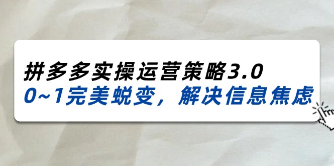 20242025拼多多实操运营策略3.0，0~1完美蜕变，解决信息焦虑（38节）-臭虾米项目网