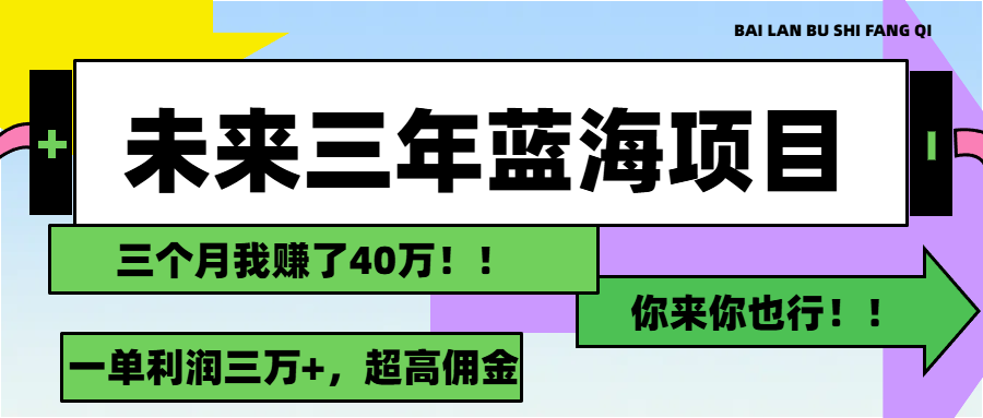 未来三年，蓝海赛道，月入3万-臭虾米项目网