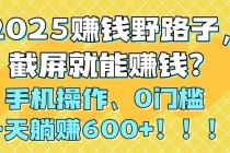 2025赚钱野路子，截屏就能赚钱？手机操作0门槛，一天躺赚600+！！！-臭虾米项目网