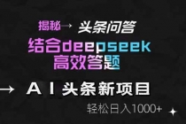 揭秘头条问答新玩法!结合deepseek高效答题,轻松日入1000+-臭虾米项目网