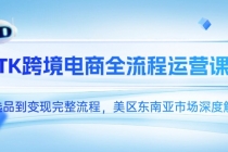 TK跨境电商全流程运营课，从选品到变现完整流程，美区东南亚市场深度解析-臭虾米项目网