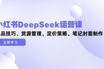 小红书DeepSeek运营课，选品技巧、货源管理、定价策略、笔记封面制作-臭虾米项目网