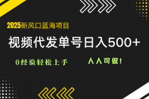 2025视频代发蓝海项目：0经验轻松上手，单号日入500+，人人可做！-臭虾米项目网