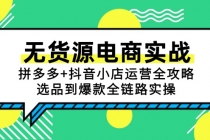 无货源电商实战:拼多多+抖音小店运营全攻略,选品到爆款全链路实操-臭虾米项目网