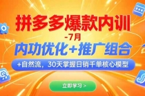 拼多多爆款内训-7月 内功优化+推广组合+自然流 30天掌握日销千单核心模型-臭虾米项目网