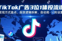 TikTok广告3位1体投流课，变现方式盘点，投放逻辑拆解，自动规则设置-臭虾米项目网