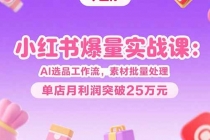 小红书爆量实战课：AI选品工作流，素材批量处理，单店月利润突破25万元-臭虾米项目网