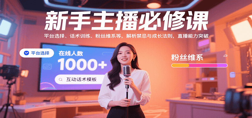 新手主播必修课：平台选择、话术训练、粉丝维系等，解析禁忌与成长法则，突破直播能力-臭虾米项目网