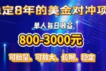 稳定8年的美金对冲创业项目，单人每日收益800-3000，小众暴力项目-臭虾米项目网