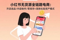 小红书无货源全链路电商：开店选品/内容制作/零库存+高转化轻资产模式-臭虾米项目网