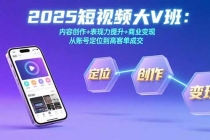 2025短视频大V班:内容创作+表现力提升+商业变现 从账号定位到高客单成交-臭虾米项目网