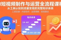 AI短视频制作与运营全流程课程：从工具认知到流量变现的完整知识体系-臭虾米项目网