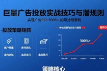 巨量广告投放实战技巧与潜规则：实现广告ROI 300%+的可持续暴利-臭虾米项目网