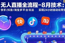 无人直播全流程-8月技术：快手/抖音/淘宝多平台玩法 实现24小时自动化带货-臭虾米项目网