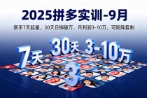 2025拼多多实训-9月:新手7天起量,30天日销破万,月利润3-10万,可矩阵复制-臭虾米项目网