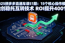 2025拼多多直通车课51期：15个核心操作模块 独创稳托互转技术 ROI提升400%-臭虾米项目网