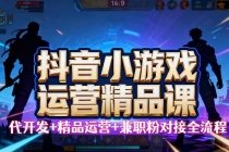 【抖音小游戏精品运营课】小白也可以操作，从0开始学小游戏运营，操作...-臭虾米项目网