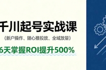 抖音千川起号实战课,新户操作,随心推投放,全域放量,6天掌握ROI提升500%-臭虾米项目网