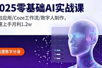 2025零基础AI实战课,豆包应用/Coze工作流/数字人制作,快速上手月利1.2w-臭虾米项目网