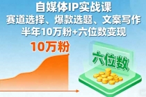 自媒体IP实战课，赛道选择、爆款选题、文案写作，半年10万粉+六位数变现-臭虾米项目网