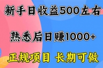新手日收益500+ 正规项目 长期可做-臭虾米项目网