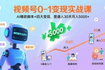 视频号0-1变现实战课:AI爆款脚本+四大变现,普通人30天月入5000+-臭虾米项目网