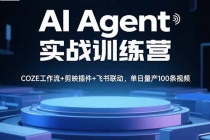 AI Agent实战训练营，COZE工作流+剪映插件+飞书联动，单日量产100条视频-臭虾米项目网