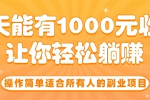 操作简单适合所有人的副业项目，一天能有1000元收入，让你轻松躺赚！-臭虾米项目网