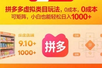 拼多多虚拟类目玩法，0成本，可矩阵，小白也能轻松日入1000+-臭虾米项目网