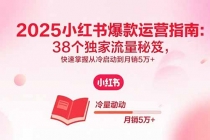 2025小红书爆款运营指南：38个独家流量秘笈，快速掌握从冷启动到月销5万+-臭虾米项目网