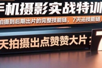 手机摄影实战特训，从拍摄到后期出片的完整技能链，7天拍出点赞大片-臭虾米项目网