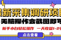新版采集调研项目,截图上传即可,无脑操作,日收益1-2张-臭虾米项目网