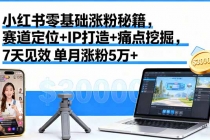 小红书零基础涨粉秘籍，赛道定位+IP打造+痛点挖掘，7天见效 单月涨粉5万+-臭虾米项目网