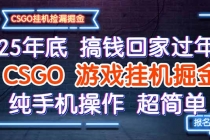 25年底搞钱回家过年，CSGO游戏挂机掘金，纯手机操作超简单-臭虾米项目网
