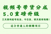 视频号带货分成5.0重磅升级,三天暴利起号玩法,今日发,明天就有钱赚…-臭虾米项目网
