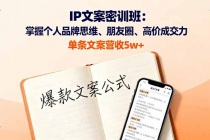 IP文案密训班：掌握个人品牌思维、朋友圈、高价成交力，单条文案营收5w+-臭虾米项目网