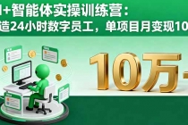 AI+智能体实操训练营:打造24小时数字员工,单项目月变现10万+-臭虾米项目网