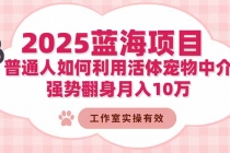 2025蓝海项目：普通人如何利用活体宠物中介，强势翻身月入10万-臭虾米项目网