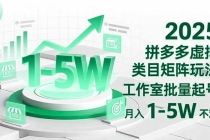 2025 拼多多虚拟类目矩阵玩法，工作室批量起号，月入 1-5W 不难-臭虾米项目网