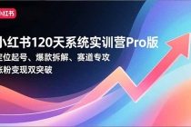 小红书120天系统实训营Pro版,定位起号、爆款拆解、赛道专攻,实现涨粉变现双突破-臭虾米项目网