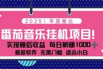 全新平台，蓝海时期！2025年年底番茄音乐挂机项目，每天几分钟，月入1000＋，可矩阵-臭虾米项目网