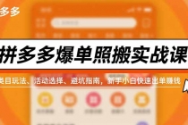 拼多多爆单照搬实战课，类目玩法、活动选择、避坑指南，新手小白快速出单赚钱-臭虾米项目网