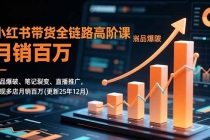 小红书带货全链路高阶课,选品爆破、笔记裂变、直播推广,实现多店月销百万(更新25年12月)-臭虾米项目网