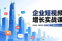 企业短视频增长实战课，账号定位、爆款内容、精准转化，助企业单月引流增收30%+-臭虾米项目网