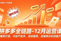 拼多多全链路-12月运营课，爆款打造、卡投产技术、活动破局，店铺单日利润破万-臭虾米项目网