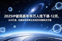 2025IP破局嘉年华万人线下课-12月，从IP打造、流量矩阵到商业变现的完整解决方案-臭虾米项目网